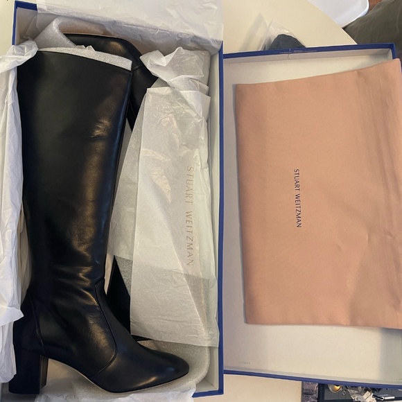 Stuart Weitzman Yuliana 60 Knee-High Zip Leather Boot - Black - Picture 3 of 4